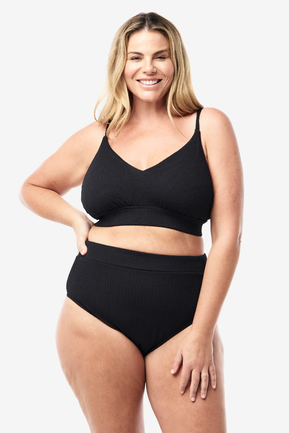 Byron Adjustable Bikini Top - Black Texture - Image 10