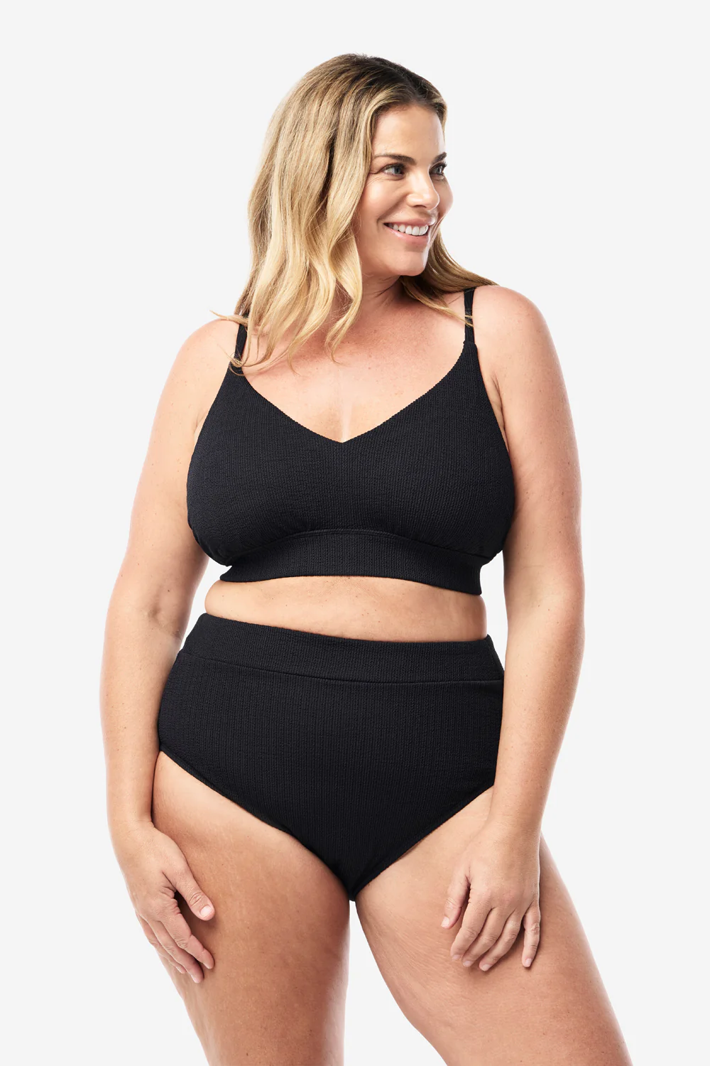 Byron Adjustable Bikini Top - Black Texture - Image 4