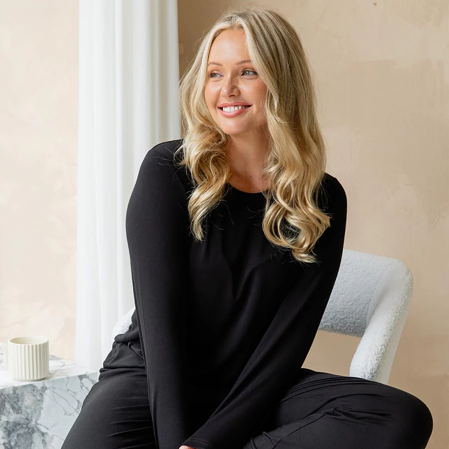 Bamboo Long Sleeve Top - Black - Image 11