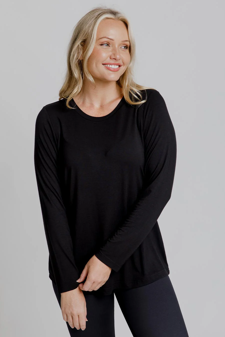 Bamboo Long Sleeve Top - Black - Image 9