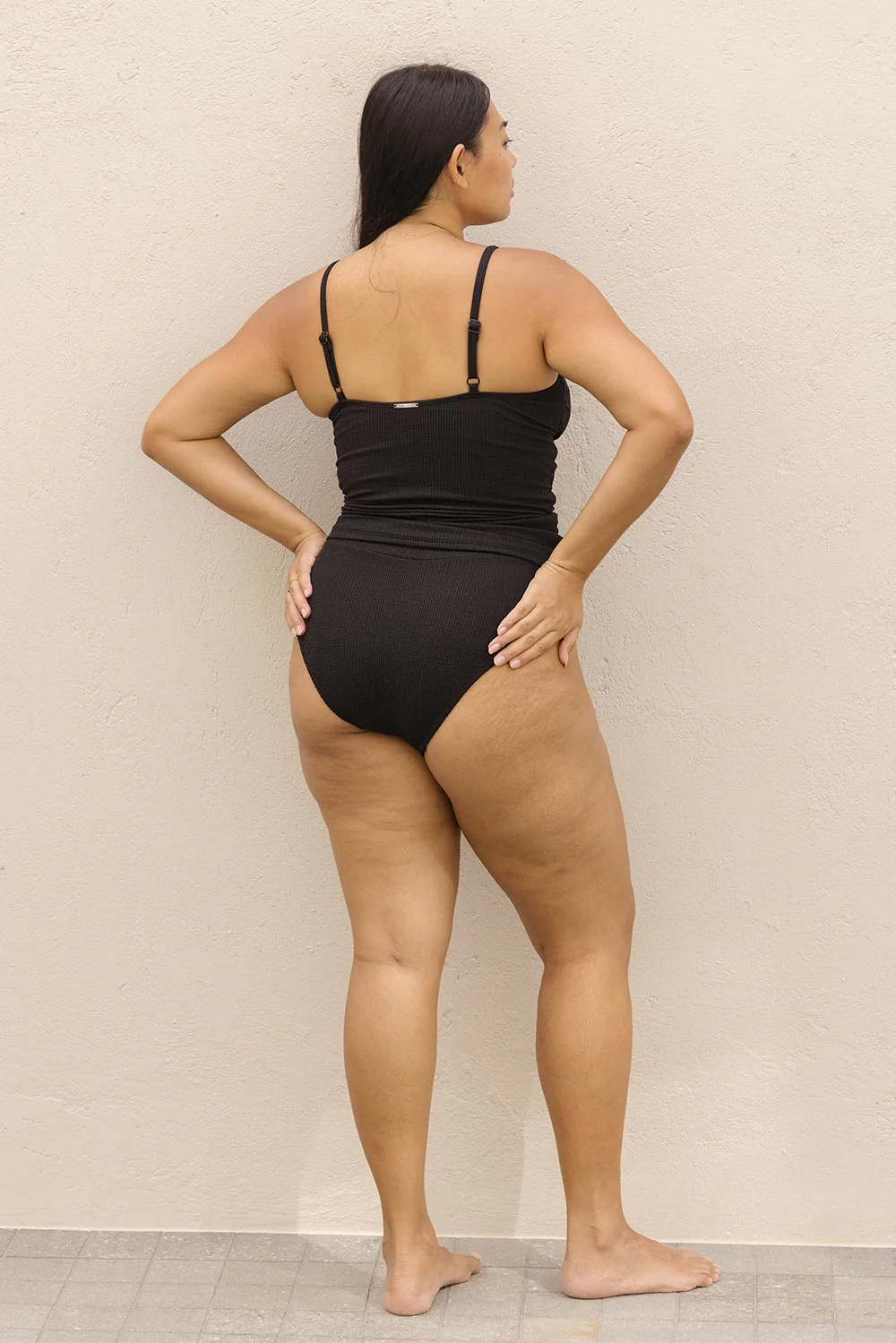 Coolum Tankini Top - Black Texture - Image 4