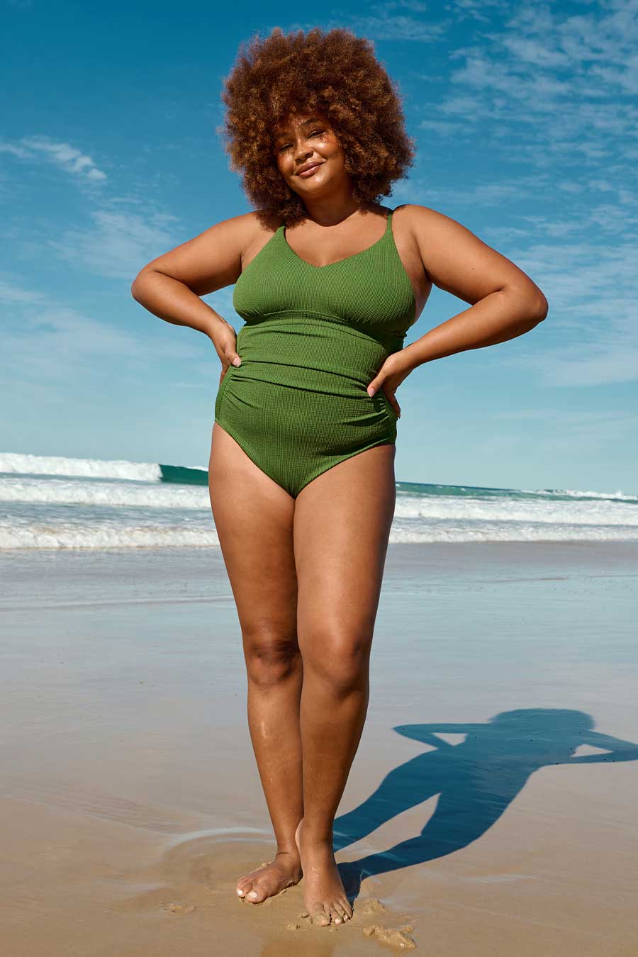 Coolum Core Support One Piece Swim - Khaki Texture - Image 10