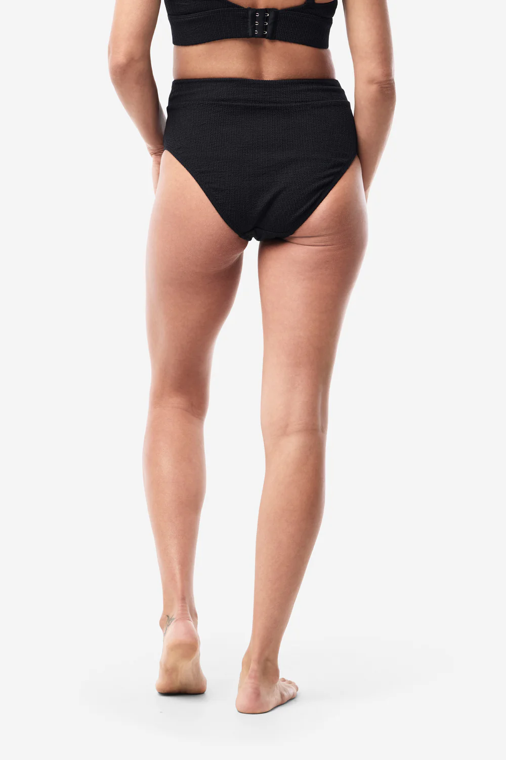 Byron High Waisted Bikini Bottom - Black Texture - Image 10