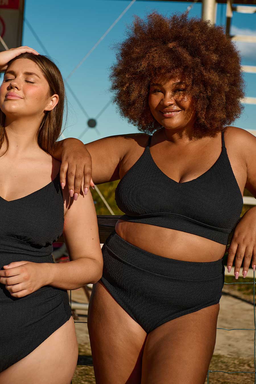 Byron High Waisted Bikini Bottom - Black Texture - Image 11