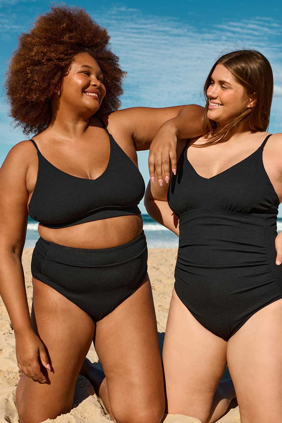 Byron High Waisted Bikini Bottom - Black Texture - Image 12