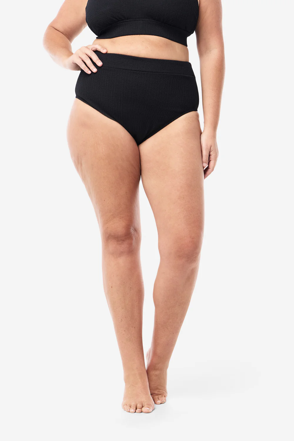 Byron High Waisted Bikini Bottom - Black Texture - Image 7