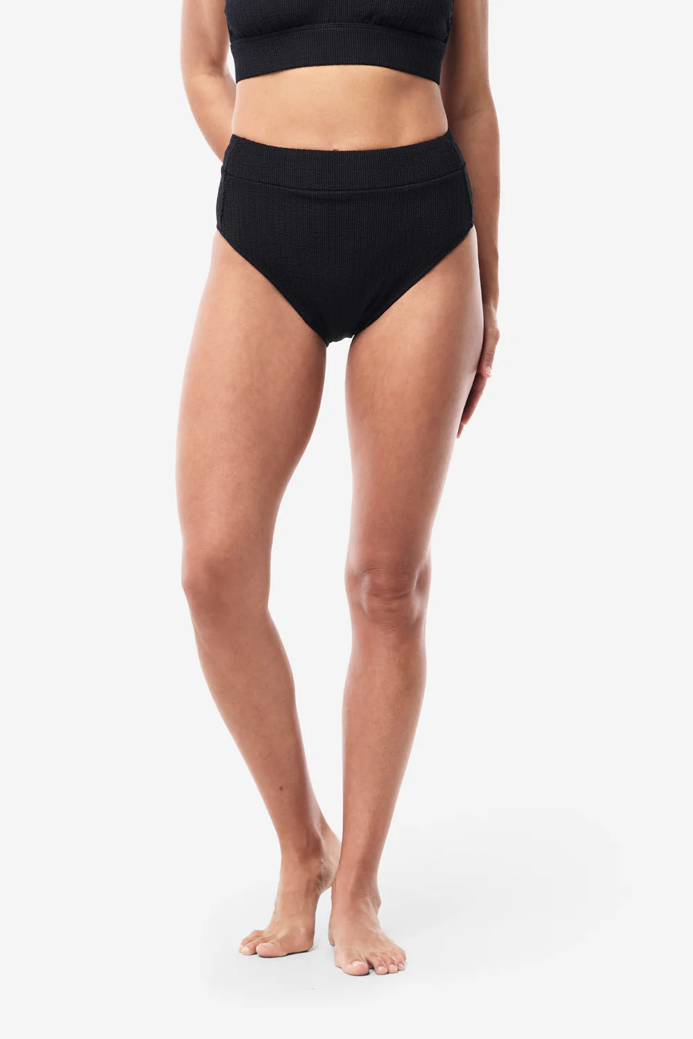 Byron High Waisted Bikini Bottom - Black Texture - Image 9
