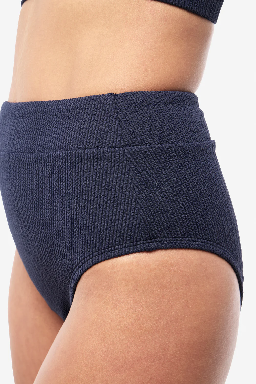Byron High Waisted Bikini Bottom - Navy Texture - Image 10