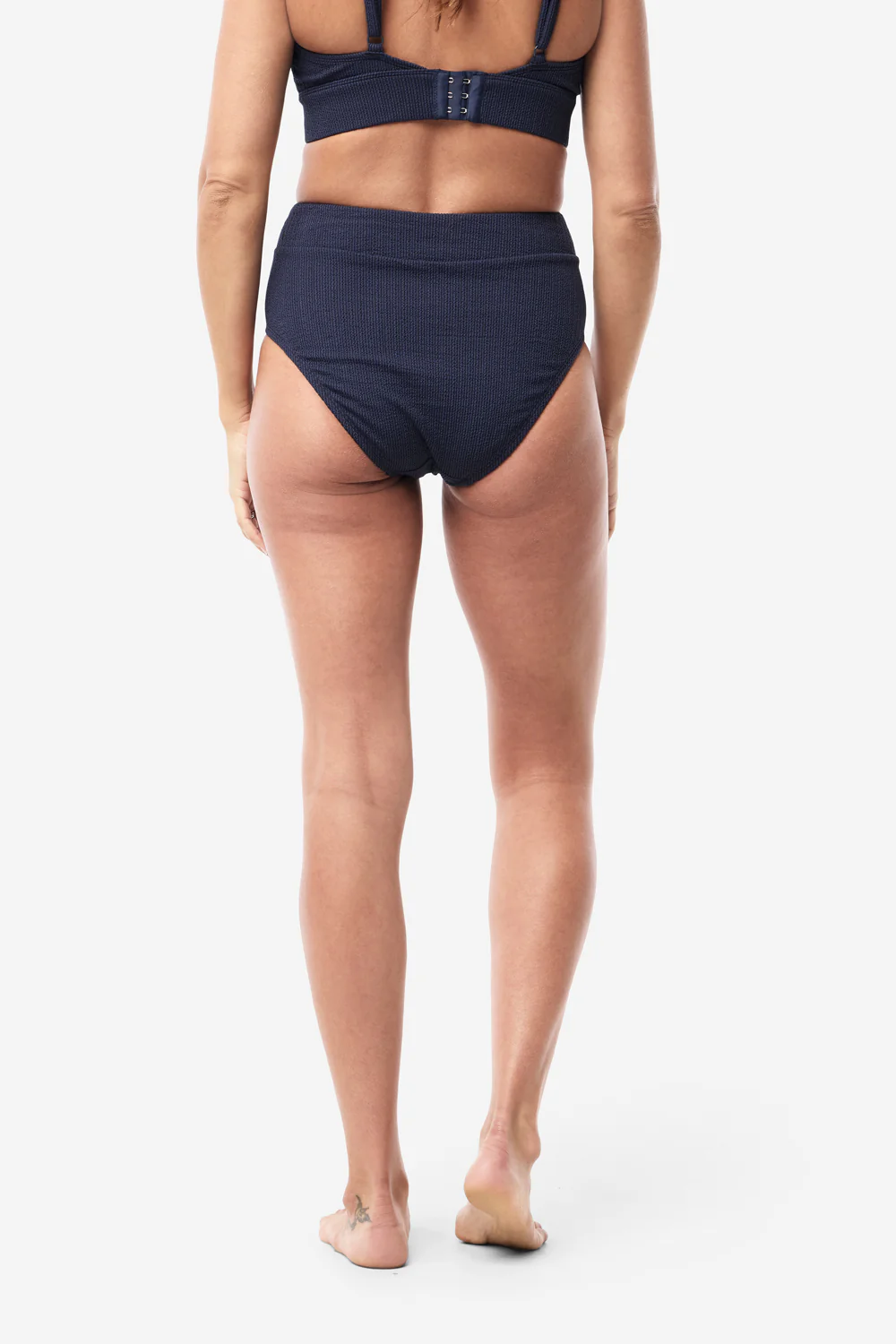 Byron High Waisted Bikini Bottom - Navy Texture - Image 9