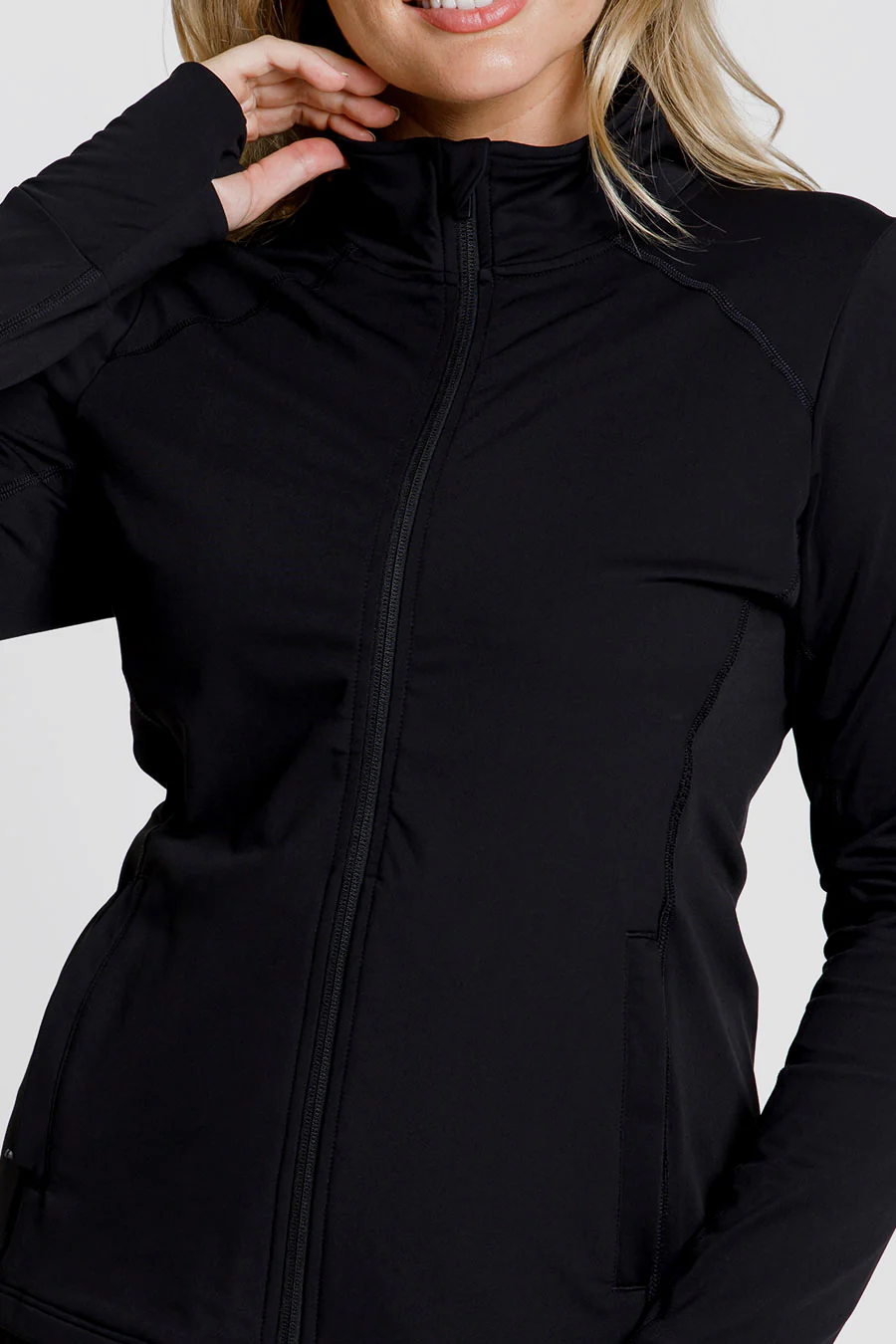 Thermal Sports Long Sleeve Zip Top - Black - Image 10