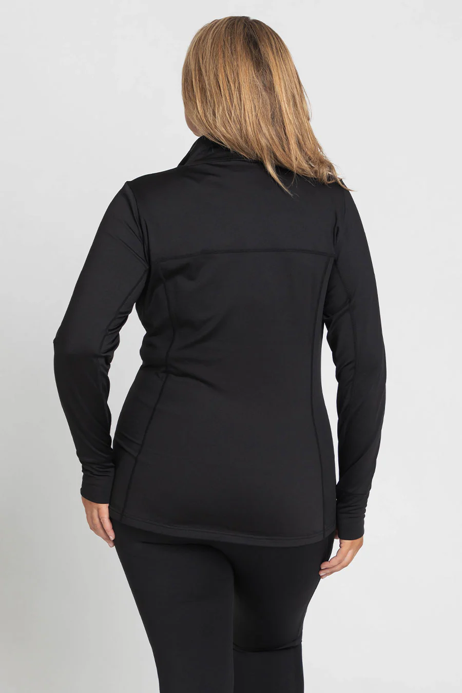 Thermal Sports Long Sleeve Zip Top - Black - Image 13