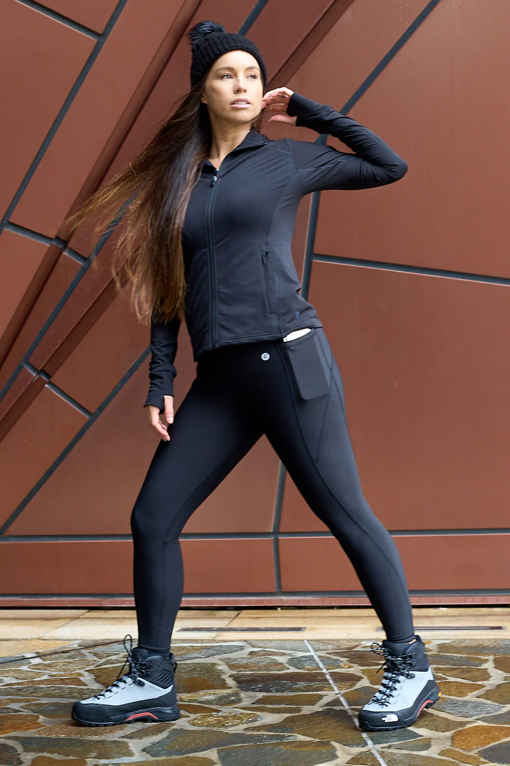 Thermal Sports Long Sleeve Zip Top - Black - Image 5