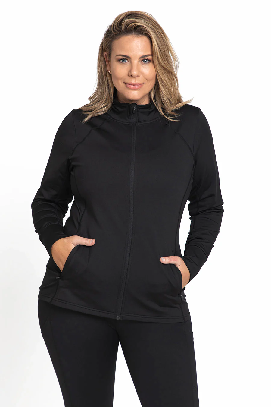 Thermal Sports Long Sleeve Zip Top - Black - Image 7