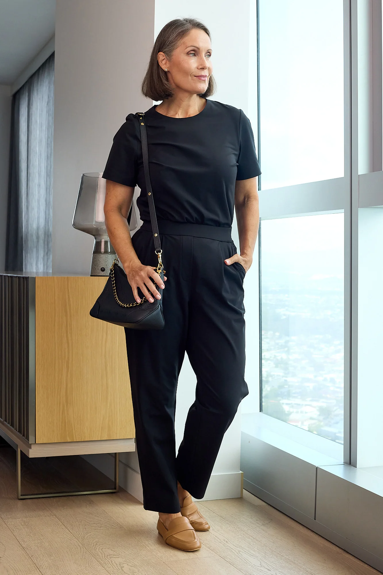 Motion Straight Leg Tailored Pant - Black - Image 5