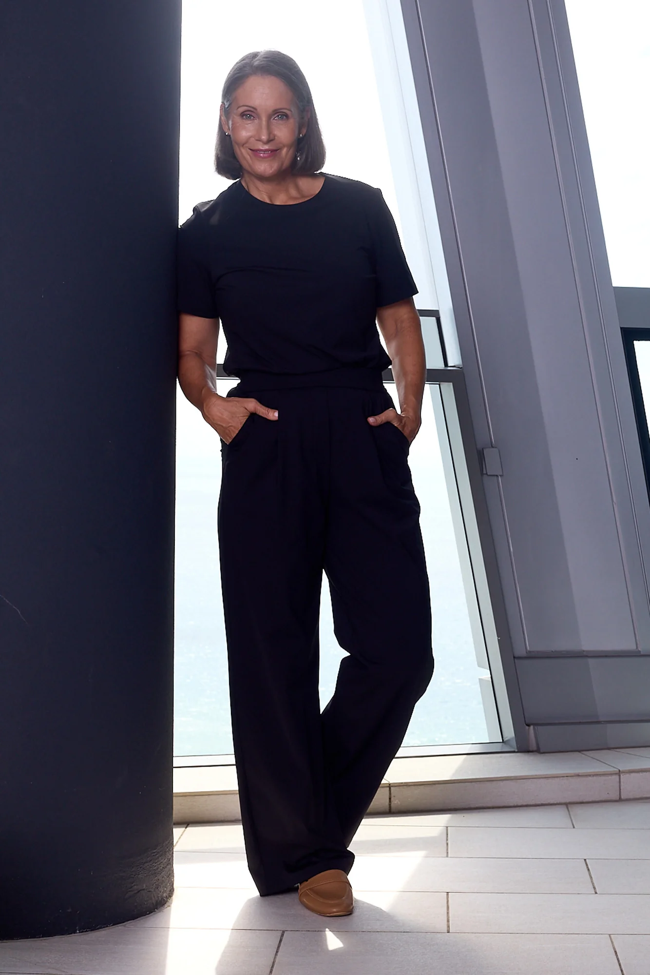 Motion Wide Leg Tailored Pant - Black - Image 6