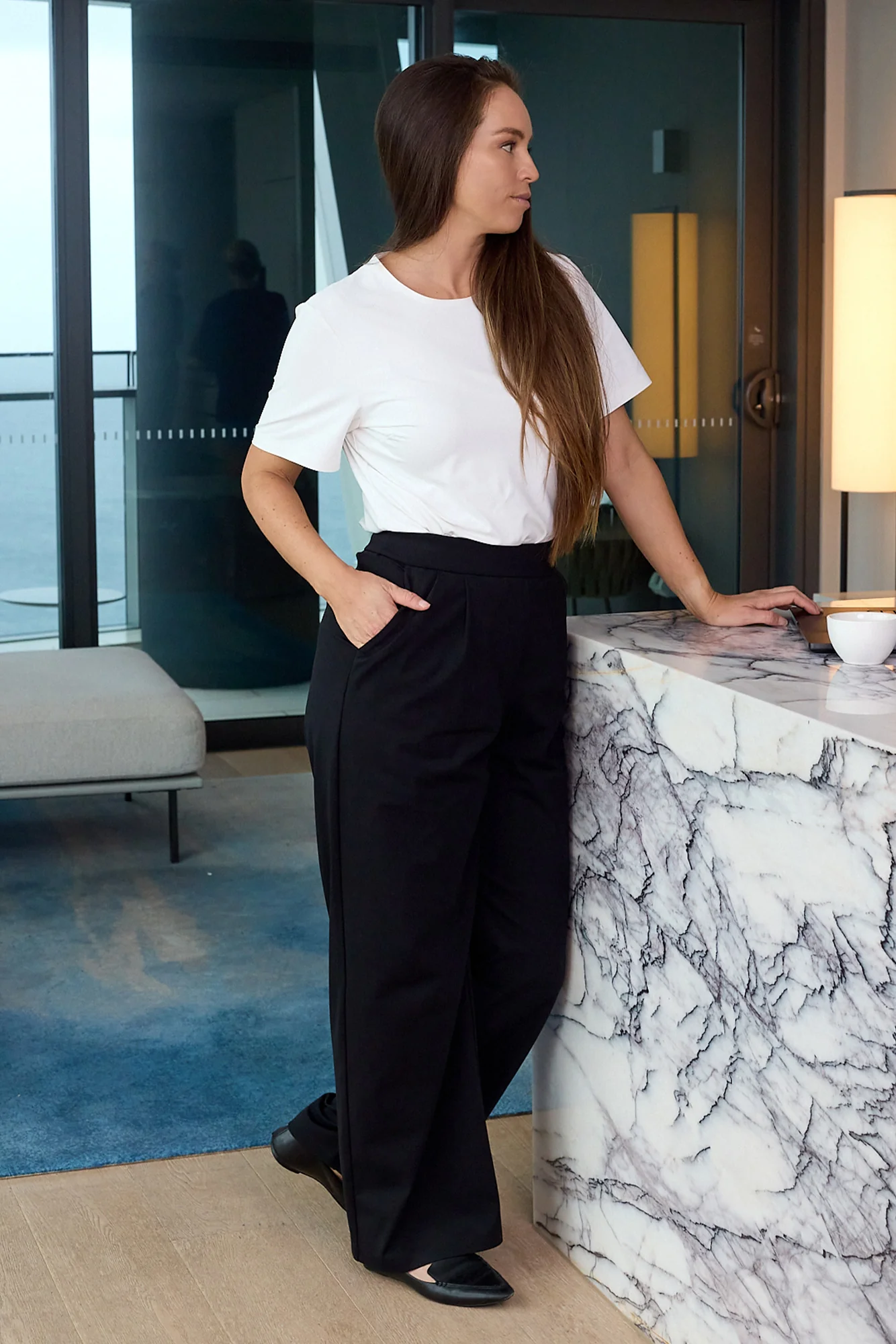 Motion Wide Leg Tailored Pant - Black - Image 7